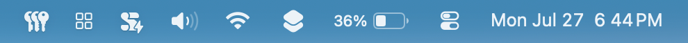 macOS menu bar showing the UpDock icon as a grid of four squares